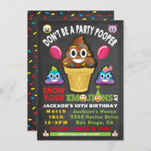 Emoji Party Icecream Pooper Invitation Anniversair