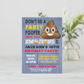 Emoji Party Pooper Birthay Invitation (Debout devant)