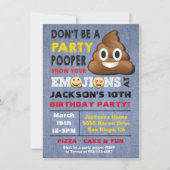 Emoji Party Pooper Birthay Invitation (Devant)