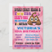 Emoji Party Pooper Girl Birthay Invitation (Devant)