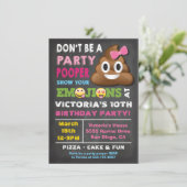 Emoji Party Pooper Girl Birthay Invitation (Debout devant)