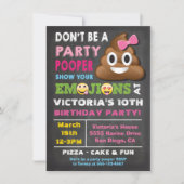 Emoji Party Pooper Girl Birthay Invitation (Devant)