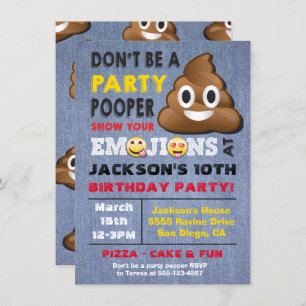 Emoji Party Pooper Uitnodiging voor geboorte
