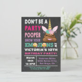 Emoji Party Pooper Unicorn Birthay Invitation (Debout devant)