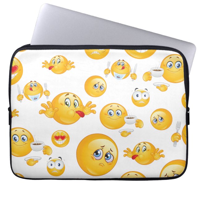 Emoji Pattern Laptop Sleeve (Voorkant)