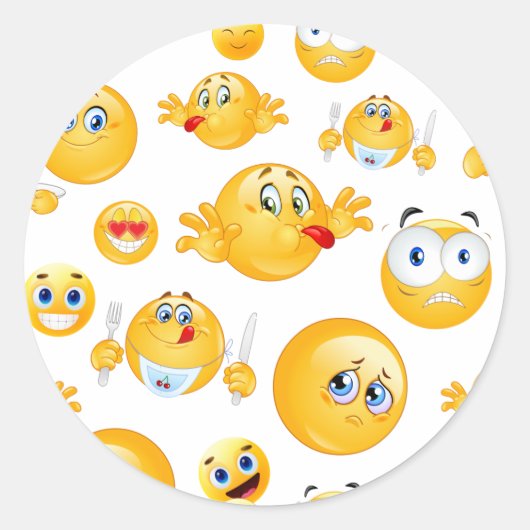 Emoji Pattern Ronde Sticker (Voorkant)