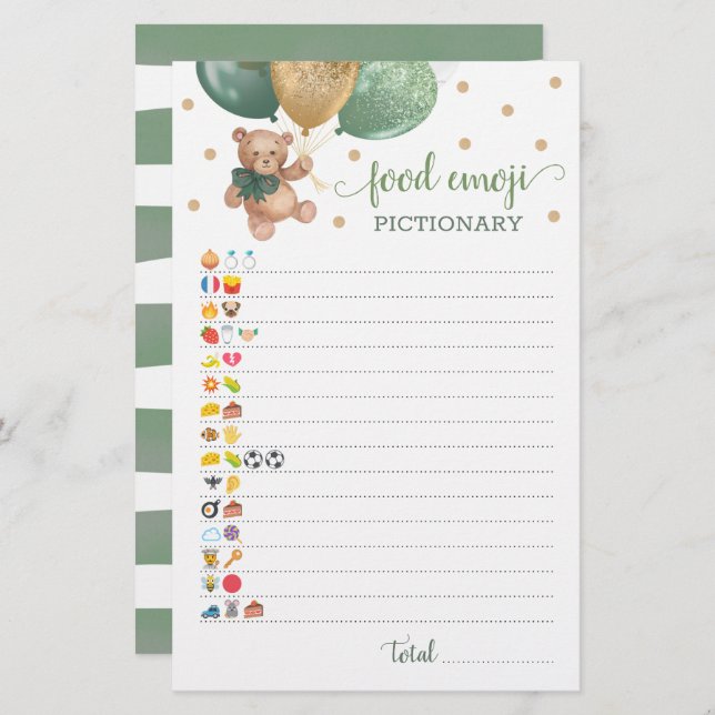 Emoji Pictionary spel Sage Teddy Bear (Voorkant / Achterkant)