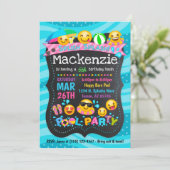 Emoji Pool Party Anniversaire Invitations (Debout devant)
