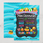 Emoji Pool Party Anniversaire Invitations (Devant / Derrière)