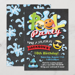 Emoji Pool Party Birthday Kaart