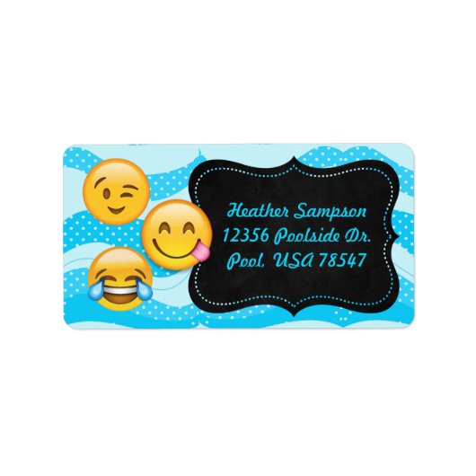 Emoji Pool Party Chalkboard Adresetiketten Etiket (Voorkant)