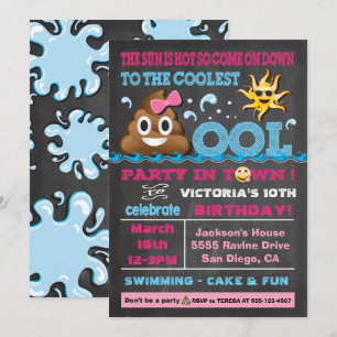 Emoji Pool Party Pooper Anniversaire Invitation
