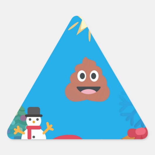 emoji poop kermas driehoek sticker (Voorkant)