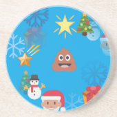 emoji poop kermas zandsteen onderzetter (Voorkant)