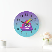 Emoji Pourpre Poop Unicorne Ombre Horloge murale (Maison)