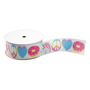 Emoji Ribbon - Unicorn, Peace, Love, Donut Grosgrain Lint