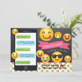 Emoji schoolbord glitter verjaardagsuitnodigingen kaart (Staand voorkant)