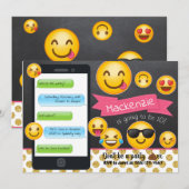 Emoji schoolbord glitter verjaardagsuitnodigingen kaart (Voorkant / Achterkant)