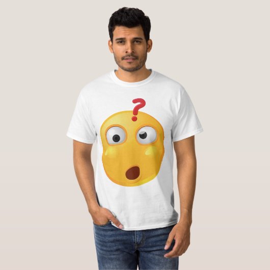 Emoji se demandant sur le T-shirt blanc (Devant entier)