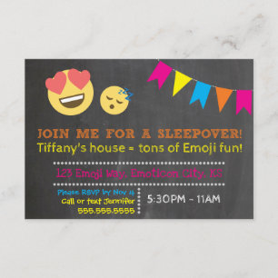 Emoji Sleepover Party Uitnodiging