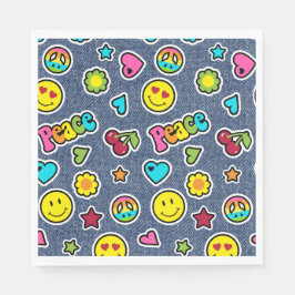 Emoji Smile Denim Girls Verjaardagsfeestje Servett Servet