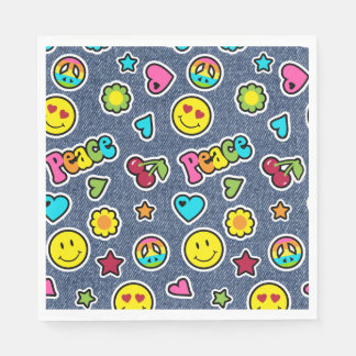 Emoji Smile Denim Girls Verjaardagsfeestje Servett Servet