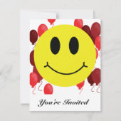 Emoji souriant avec Ballons rouges Invitation (Devant)