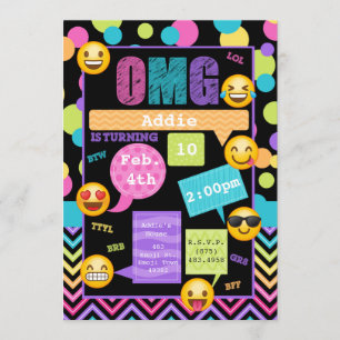 Emoji Texting Birthday Party Invitation Kaart