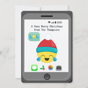 Emoji themed Happy Kerstmis Greetings Feestdagenkaart