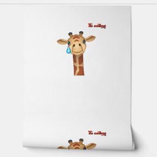 Emoji verdrietig huilen giraffe gezicht behang