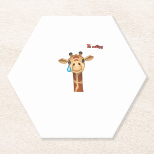 Emoji verdrietig huilen giraffe gezicht kartonnen onderzetters