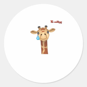 Emoji verdrietig huilen giraffe gezicht ronde sticker