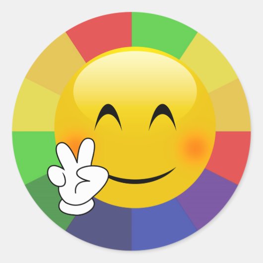 Emoji Vredesteken Rainbow Burst Stickers (Voorkant)
