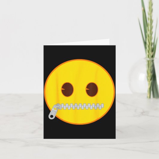 Emoji Zip Zipper Mouth Yellow Smile Face Kaart (Voorkant)