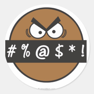 Emojidom stickers: Zweren zwart Ronde Sticker