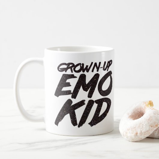 Emoo-kind zwarte glitter koffiemok (Met donut)