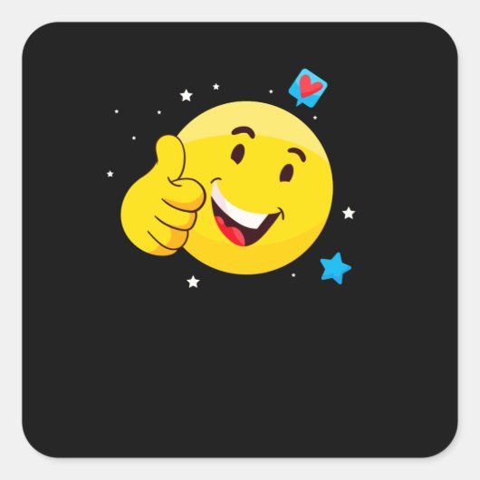 Emote Smile duikt op Emoticon Funny Face Vierkante Sticker (Voorkant)