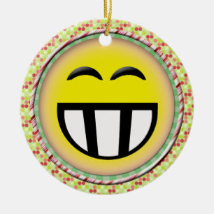 EMOTICON BIG TOOTHY FACE KERAMISCH ORNAMENT
