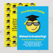 Emoticon Cool Sunbril Cute Graduation Party Kaart (Voorkant / Achterkant)