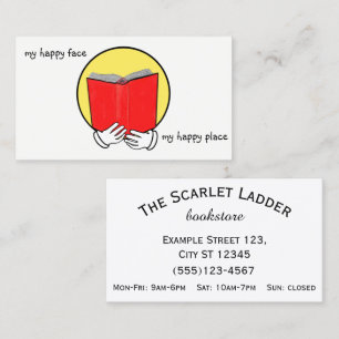 Emoticon die een Boek leest - Boekwinkel of Biblio Visitekaartje