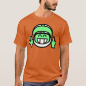Emoticon Grin with Motorcycle Helmet Stinkfinger r T-shirt (Voorkant)