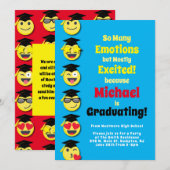 Emoticon Happy Cute Graduation Party Invitation (Devant / Derrière)