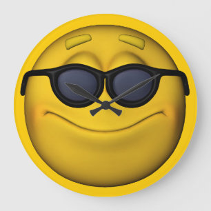 Emoticon met zonnebril grote klok