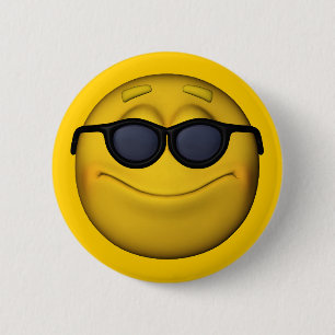 Emoticon met Zonnebril Ronde Button 5,7 Cm