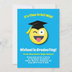 Emoticon Wild Gezicht Schattig Afstudeerfeest Kaart