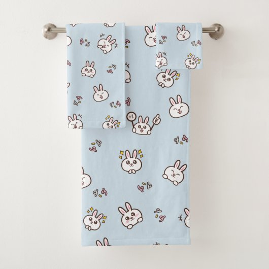 Émoticônes de lapin mignon bleu (En situation)