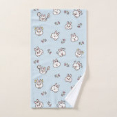 Émoticônes de lapin mignon bleu (Serviette à main)