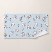 Émoticônes de lapin mignon bleu (Serviette à main)