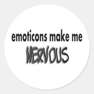 Emoticons maken me nerveus, zwart & grijs ronde sticker