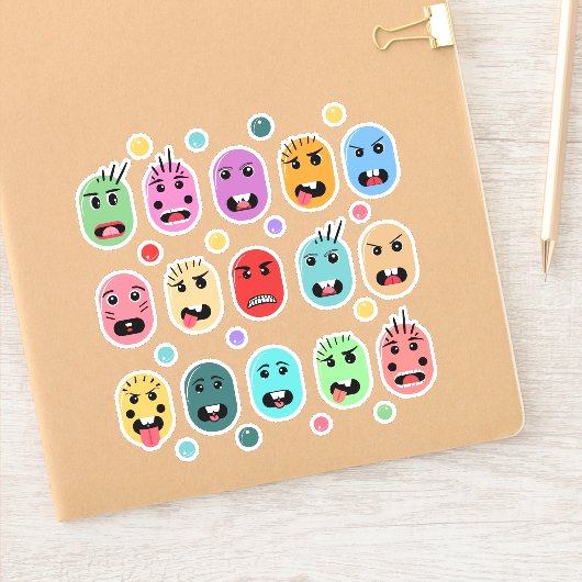 Emoties kleurige gezichten sticker (Notitieboek)